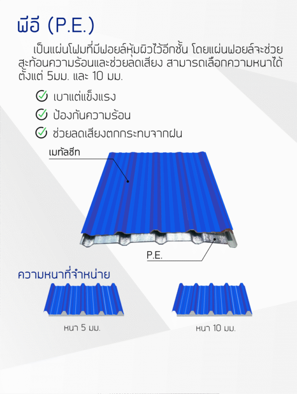 เมทัลชีทฉนวนพีอี5มม10มม